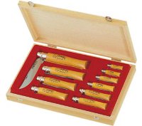 Набор ножей Opinel серии Tradition №02-12 - 10шт., углеродистая сталь, рукоять - бук, + деревянный футляр, 183102