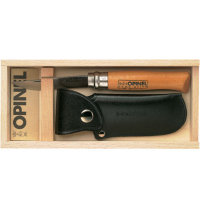 Нож Opinel n° 8 в деревянной коробке, углеродистая сталь, с чехлом, 000815